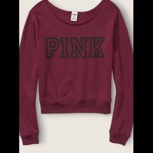VS PINK- Maroon Off The Shoulder Sweatshirt